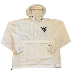 Champion West Virginia Mountaineers Windbreaker Mens Sz XL White Full Zip Hooded